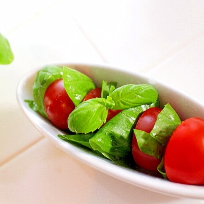 【簡単作り置き】バジル＆トマトのプチサラダ